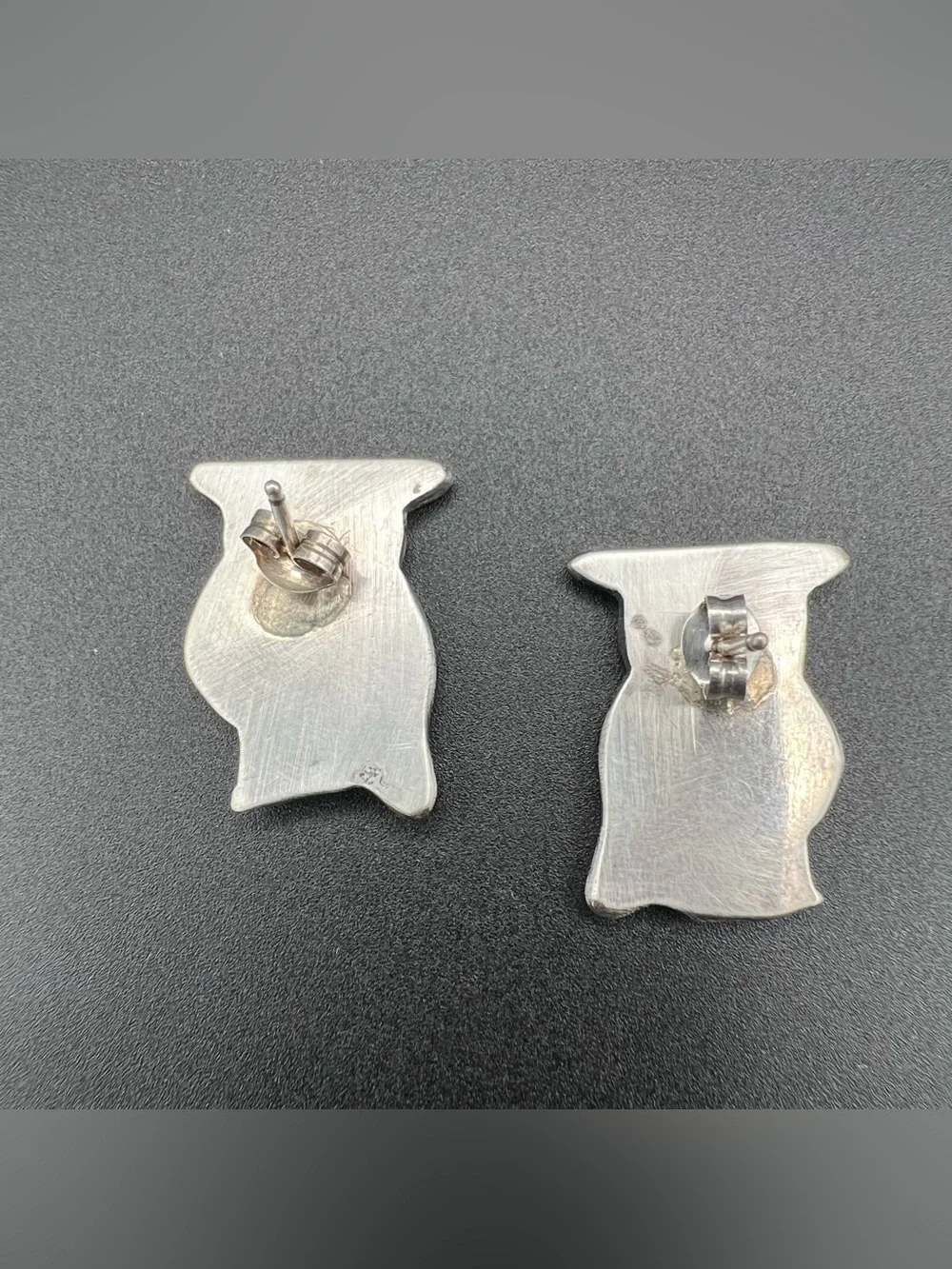 Native American Zuni Inlay Owl Earrings